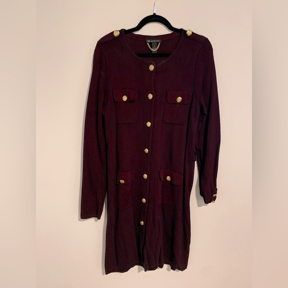 INC cardigan dress with gold button size M